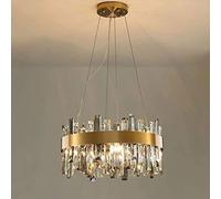 YCWZKJ Modern Round Crystal Chandelier,Gold Metal Ring Pendant Light for Dining Room Kitchen Island Living Room Dia 19.7 Inch