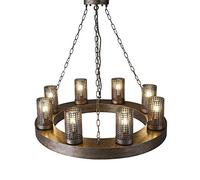 YCWZKJ Nordic Loft Industrial Style Retro Pendant Lamp Nostalgic Wheel 8 Head Chandelier 3W Round Led Chandelier Restaurant Card Seat Private Room Creative Personality Iron Lamp Fixtures