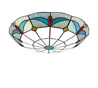 YCWZKJ Tiffany Ceiling Light Flush Mount, Dimmable Stained Glass LED Ceiling Lamp, E27 Bulb, European Pastoral Style Bedroom Chandeliers Lighting for Living Room Bedroom Bathroom Hallway,