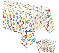 YCXTCZ 4 Pack Colorful ABC Alphabet Tablecloth Alphabet Colorful Party Tablecloths ABC Rainbow Table Cloths for Early Learning Educations Party Classroom First Day School Ball Decor 51 x 86 IN