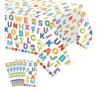 YCXTCZ 6 Pack Colorful ABC Alphabet Tablecloth Alphabet Colorful Party Tablecloths ABC Rainbow Table Cloths for Early Learning Educations Party Classroom First Day School Ball Decor 51 x 86 IN