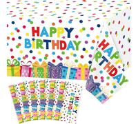 YCXTCZ 6 Pack Happy Birthday Party Tablecloths Colorful Polka Dots Table Cloths Colorful Rainbow Dots Birthday Table Cover for Rectangle Tablecloth Baby Shower Party Decorations 51 x 86 IN