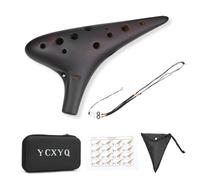 YCXYQ Soprano F key - Ocarina Professional Master Tuning 12-Hole Ceramic Piccolo Smoked Craft Firing Comes with Fingering Chart Neck Lanyard and Storage Box