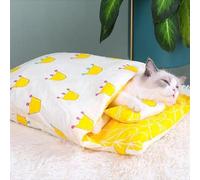 YCYATS Orthopaedic Cat Sleeping Bag, The Soft and Warm Sleeping Bag for Cats, Removable and Washable Cat Cushion, Safety Feeling Pet Bed (XL (Within 22 pounds), Yellow Royals)