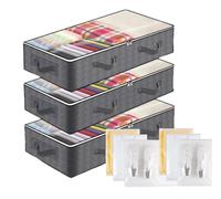 YCYBAB2J 90L Storage Bags, 3 Pack Clothes Storage Bag, Large Capacity Foldable Underbed Storage Bags, PVC Clear Window for Clothes Comforters Blankets (3 Pack Clothes Storage Bag-Rectangle)
