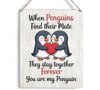 YCYD Valentines Day Gifts - When Penguins Find Their Mate They stay Together Forever You Are my Penguin 8 x 10 Inches Wood Sign, Family Wall Decor, Give To Wife Husband Romantic Penguin Couple Gifts