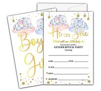 Ycyfckdr Elephant Gender Reveal Invitations For Girls Boys, He Or She Baby Shower Party Invitation Cards, Gender Reveal Party Decor Supplies - 25 Fill In Invitations With Envelopes (a03)
