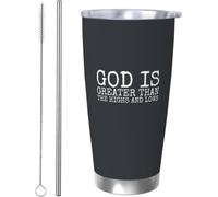 YCYFSC God is Greater Than the Highs and Lows Coffee Tumbler 20 oz with Lid and Straw Insulated Stainless Steel Tumblers Hot and Cold Tumbler