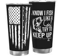 YCYFSC I Know How to Fish Like A Girl Coffee Tumbler 20 oz with Lid and Straw Insulated Stainless Steel Tumblers Hot and Cold Tumbler