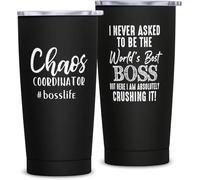 YCYFSC I Never Asked to BE THE World's Best BOSS BUT HERE I AM Absolutely Crushing IT! Coffee Tumbler 20 oz with Lid and Straw Insulated Stainless Steel Tumblers Hot and Cold Tumbler
