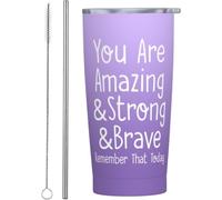 YCYFSC You are Amazing and Strong and Brave- Coffee Tumbler 20 oz with Lid and Straw Insulated Stainless Steel Tumblers Hot and Cold Tumbler