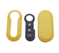 YCYHMHH Remote Flip Key Shell Case Car Key Pad For Fiat 500 Panda Punto Bravo Replacement Key Fob 3 Buttons Rubber Button Pad-Yellow