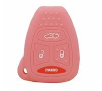YCYHMHH Silicone Car Key Case Cover For Jeep Wrangler Compass For Jeep Liberty For Chrysler 300C 4 Buttons Remote Key Holder Bag-Light pink