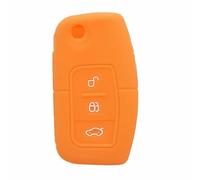 YCYHMHH Silicone Car Key Cover FOB Case For Fiesta For Focus For Mondeo Key Case For Car 3Buttons Flip Key Car-stying No Logo-Orange