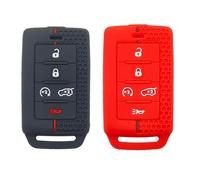 YCYHMHH Silicone Fob Remote Key Cover for 2021 2022 For Jeep Grand Cherokee Grand Wagoneer 5 Button For Smart Key Case 2 Pcs/lot-1black 1red