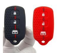 YCYHMHH Silicone Remote Key Cover Case For 4Runner For Camry 3+panic Buttons Key Holder Bag Protection 2 Pcs/lot-1black 1red