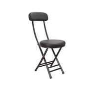 YCYHZC Dining Room Chair With Backrest, Portable Folding Bar Stool, Padded Leather Round Foldable Stool Set With Metal Frame Assembly Free(Black)
