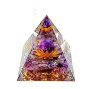 ycyingcheng Crystal Pyramid Orgonite, Amethyst Reiki Healing Stone Gold Lotus Tray, Chakra Balancing Decor for Stress Relief & Meditation, Spiritual Orgone Generator for Home & Office