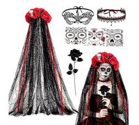 ycyingcheng Day of the Dead Halloween Ghost Bride Costume Accessory Set