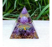 ycyingcheng Orgonite Pyramid with Amethyst Crystal, 6CM Positive Energy Generator for Chakra Healing & Reiki, Chakra Healing Crystals Pyramid, Home Decor Gift, Meditation & Protection
