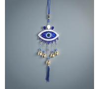 ycyingcheng Turkish Evil Eye Wind Chime with Blue Tassel, Multi-Purpose Retro Ornament for Home, Car, Bag, Wall, Keychain (Pendant-G)