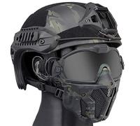 YCYR Tactical Fast Helmet, Anti-Fog Fan System Detachable Protective Full Face Mask And Goggles Combination Set for Airsoft Paintball CS Game,BCP Mask glasses helmet