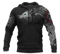 YCYR Viking Thors Hammer Sweatshirt, Nordic Mythology Wolf Streetwear Casual Hoodie Hoodie, 3D All-Over Printed Unisex Long Sleeve Pullover Sweatshirt - - XXL