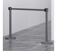 YCYRF 2 Pack Crowd Control Stanchions, 9.8ft Sturdy Retractable Belts, Crowd Control Barriers for Theater Hotels Auto Show Exhibition, Easy Assembly, Grey