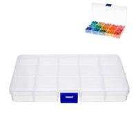 YCZARD 15 Grids Small Jewelry Storage Box Clear Plastic Compartment Bead Storage Box Jewelry Organizer Diamond Art Painting Accessories Container, Bead Organizer Case