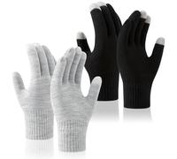 YCZARD 2Pairs Winter Gloves Knitted Magic Touch Screen Gloves Thermal Mittens, Winter Warm Glove for Men Women Anti-slip Grip Glove for Outdoor Driving Cyling Black/Grey