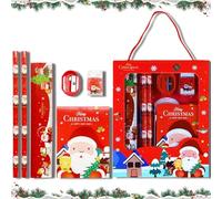 YCZARD Christmas Stationery Set, Christmas Stationery for Students - Includes Pencil, Eraser, Note Book, Ruler, for Kids Student Classroom Present School Stocking Stuffers Gift
