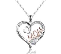 YCZARD Personalised Mothers Day Gifts - Mum Necklace, Silver Chain Love Heart Necklaces with Cubic Zirconia, Mothers Day Gifts from Daughter Best Mothers Day Presents for Your Mum, Granddaughter