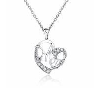 YCZARD Personalised Mothers Day Gifts - New Mum Necklace, Silver Love Heart Necklaces with Cubic Zirconia, Mothers Day Gifts from Daughter Best Mothers Day Presents for Your Mum, Daughter Love