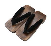 YCZHD Flip-flops Kimono burning tung Men's wooden Clogs Slippers,Anti- skid Retro Square headed wide soled wooden clogs Shoes,Japanese Traditional Clogs Geta Sandals(Size:EU 43,Color:Tea-B)