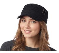 YD D&Y Unisex Cotton Distressed Layered Frayed Cadet Military Cap - Black - One Size
