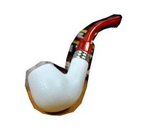 YD Meerschaum Pipe, White Jade Red Tail, Cigarette Holder Removable and Washable Pipe, Old and Beautiful Hammer Pipe, Smooth and Circled Smoking,White,Pipe