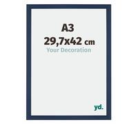yd. Your Decoration Mura Picture Frame DIN A3 29.7 x 42 cm Dark Blue Wiped MDF with Acrylic Glass Anti-Reflective DIN A3 29.7 x 42 cm Frame