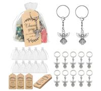 YDAKGUEY 10 Set Thank You Keychain Gifts, Guardian Angel Keychains with Keyring Organza Bags Thank You Tags for Coworkers, Teacher, Guest, Wedding, Nurse