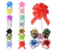 YDAKGUEY 14 PCS Pull Bows, Large Ribbon Bows, 6 Inch Mixed Color Organza Gift Bows for Gift Wrapping, Wedding, Valentine's Day, Birthday & Christmas Decorations