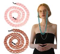 YDAKGUEY 3 PCS Eyeglass Chains for Women & Men, Acrylic Eyeglass Chain, 70cm Long Adjustable Sunglasses Strap Anti Lost Eyeglasses Cord Lanyards for Everyday Use - Light Green, Brownish Red, Pink
