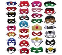 YDAKGUEY 32 Pcs Superhero Masks, Superhero Cosplay Party Mask for Boys Girls, Boys & Girls Felt Eye Mask for Cosplay, Masquerade, Birthdays & Theme Parties