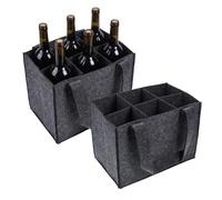 YDAKGUEY Pack of 2 Beer Carriers, Men's Handbag with Bottle Opener, Bottle Bag 6 Bottles with Handle for Wine, Drinks, Wine Bottles, Bottle (Dark Grey, 24 x 16 x 18 cm)