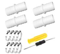 YDAKGUEY Pack of 4 Pool Adapter Diameter 32 mm, Pool Hose Adapter with 8 Universal Stainless Steel Hose Clamps, Pool Hose Connector Double Hose Nozzle for Pool, Garden