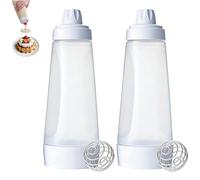 YDAKGUEY Pancake Dispenser, 2 Pcs Hand Batter Mixing Bottle with White Color 1000ml Capacity, Pancake Batter Dispenser for Cupcake Pancakes Crepe Batter