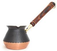 YDB Copper DCS Series-Thickest Hammered Copper/Turkish,Greek,Arabic,Armenian Coffee Copper Coffee Pot, with Wooden Handle, Stovetop,Coffee Maker,Cezve,Jezve,Jazva,Ibrik,Briki(20 fl.oz)(Antique+Matte)