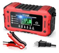 YDBAO Battery Charger 15A 12V Fully Automatic Smart Trickle Car Battery Charger Maintainer with LCD Display & Temperature Compensation for Car Truck Motorcycle Lawn Mower Boat