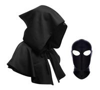 YDBILLOW Halloween Cowl for Men Women Executioner Hood, Vintage Medieval Witch Cowl Hat Halloween Cosplay Priest Friar Costume (Black, One Size)