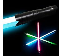 YDD GENIUS Dueling Lightsaber, 16 RGB Colors,Lenght 97cm, 4 Modes&Sounds, Metal Aluminum Hilt Light Saber, Birthday&Xmas Gift for Kids, Adults(Black Hilt)