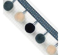 YDEWLY Tailor lace fringedecorative edge,3 Meter Large Pom Pom Bobble Trim Fringe Curtain Sewing Tassel Balls Trimming Pompoms Upholstery Furniture Cushion Decor Crafts(Blue)