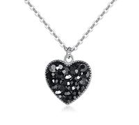 YDEWLY Women's jewelry,silver chains for women,925 Sterling Silver Necklace Jewelry with Heart Obsidian Pendant for Women Wedding Anniversary Party Promise Jewelry